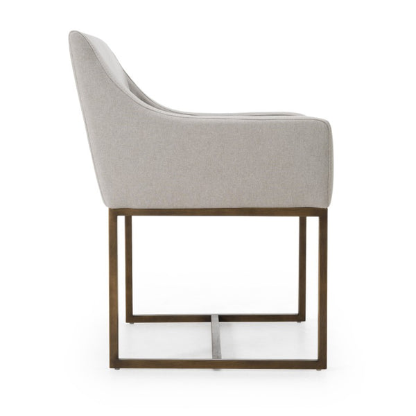 VIG Furniture Elijah Modern Upholstered Chair With Copper Antique Brass Legs — Low Back, Squared Arms, Supportive Comfort Grey Dining Chair VGVCB8363-LGRY-DC