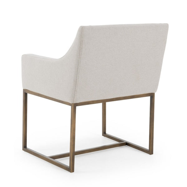 VIG Furniture Elijah Modern Upholstered Chair With Copper Antique Brass Legs — Low Back, Squared Arms, Supportive Comfort Grey Dining Chair VGVCB8363-LGRY-DC