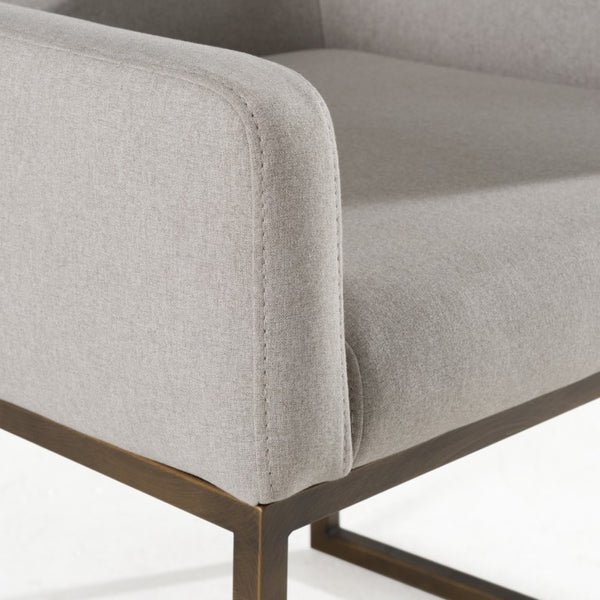 VIG Furniture Elijah Modern Upholstered Chair With Copper Antique Brass Legs — Low Back, Squared Arms, Supportive Comfort Grey Dining Chair VGVCB8363-LGRY-DC