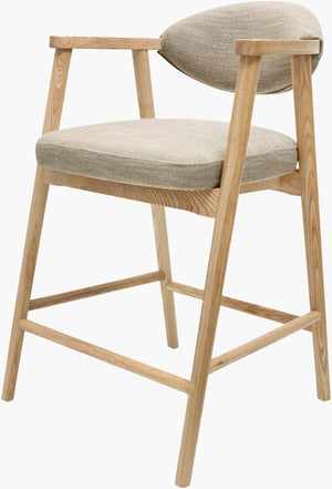 Surya Elim Hemp Blend Upholstered Counter Stool with Solid Ash Wood Base for Kitchen Islands ELIM002-372424