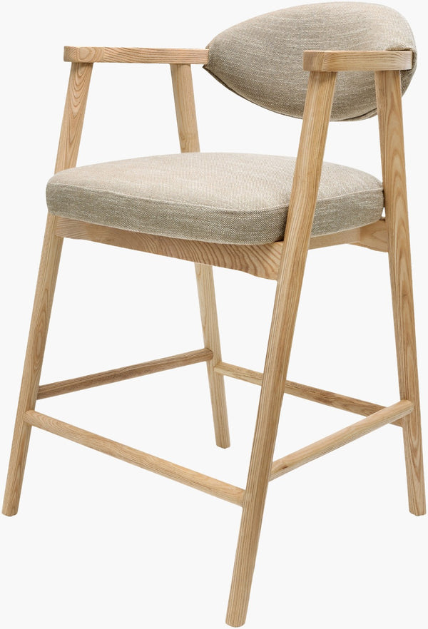 Surya Elim Hemp Blend Upholstered Counter Stool with Solid Ash Wood Base for Kitchen Islands ELIM002-372424