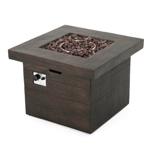 English Elm Anchorage Square Mgo Wood Burning Fire Pit Outdoor Patio Heat 40000 Btu Grey 57551.00BRN-40K