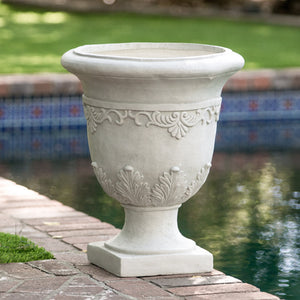 English Elm Moroccan Handcrafted Urn Planter with Artisan Texture for Patio or Living Room Decor 52168.00WHI