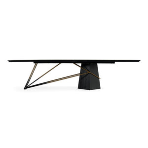 VIG Furniture Elkhorn Matte Black Ash 126" Pedestal Dining Table — Glam Stainless Steel & Gradient Wood Base, Seats 10 VGGMDT-1599