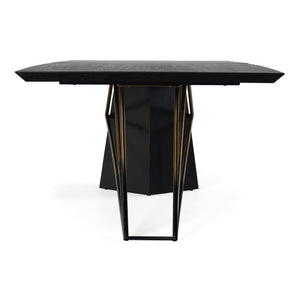 VIG Furniture Elkhorn Matte Black Ash 126" Pedestal Dining Table — Glam Stainless Steel & Gradient Wood Base, Seats 10 VGGMDT-1599