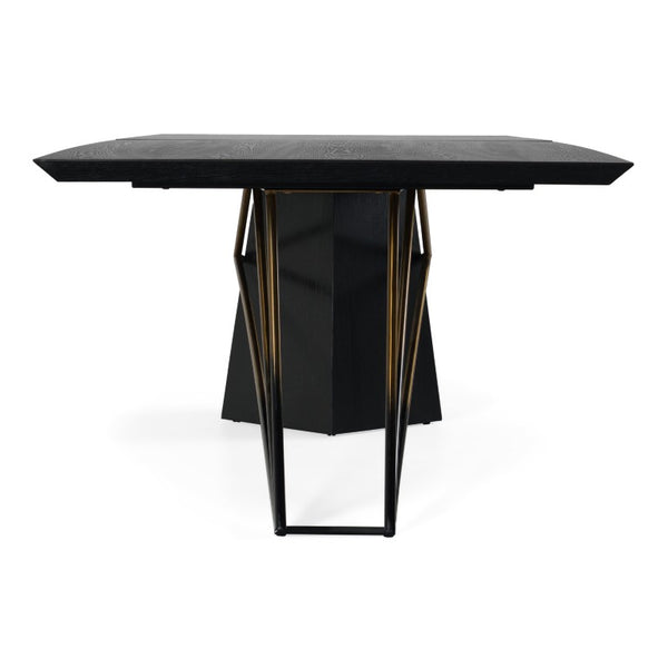 VIG Furniture Elkhorn Matte Black Ash 126" Pedestal Dining Table — Glam Stainless Steel & Gradient Wood Base, Seats 10 VGGMDT-1599
