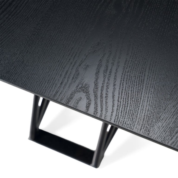 VIG Furniture Elkhorn Matte Black Ash 126" Pedestal Dining Table — Glam Stainless Steel & Gradient Wood Base, Seats 10 VGGMDT-1599