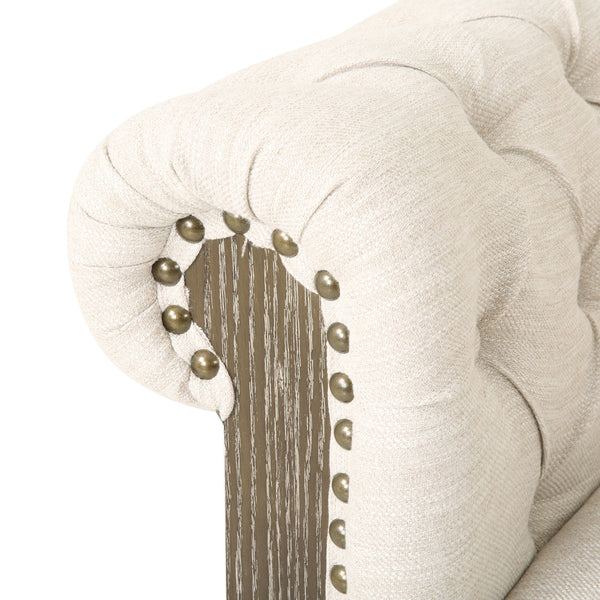 English Elm Christopher Knight Home® - CLUB Chair with Chesterfield-Inspired Button Tufting, Scrolled Arms & Nailhead Trim for Living Room Beige 40.5 L x 34.5 W x 25.75 H 72759.00BGE