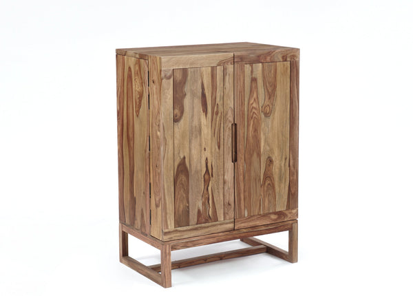Porter Designs Porter Urban Solid Sheesham Wood Bar Cabinet – Elegant Natural Finish For Stylish Home Storage! Natural Wood 07-117-30-1126