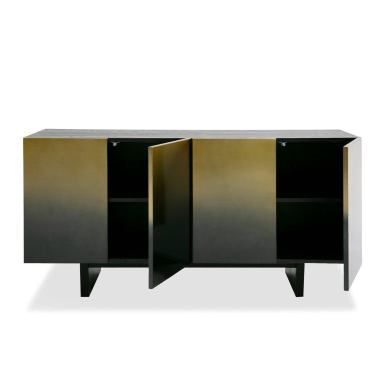 VIG Furniture Elmira Matte Black Ash Buffet With Gradient Stainless Steel Doors, Ready-To-Use Storage & Shelves VGGMW-1658-BUF
