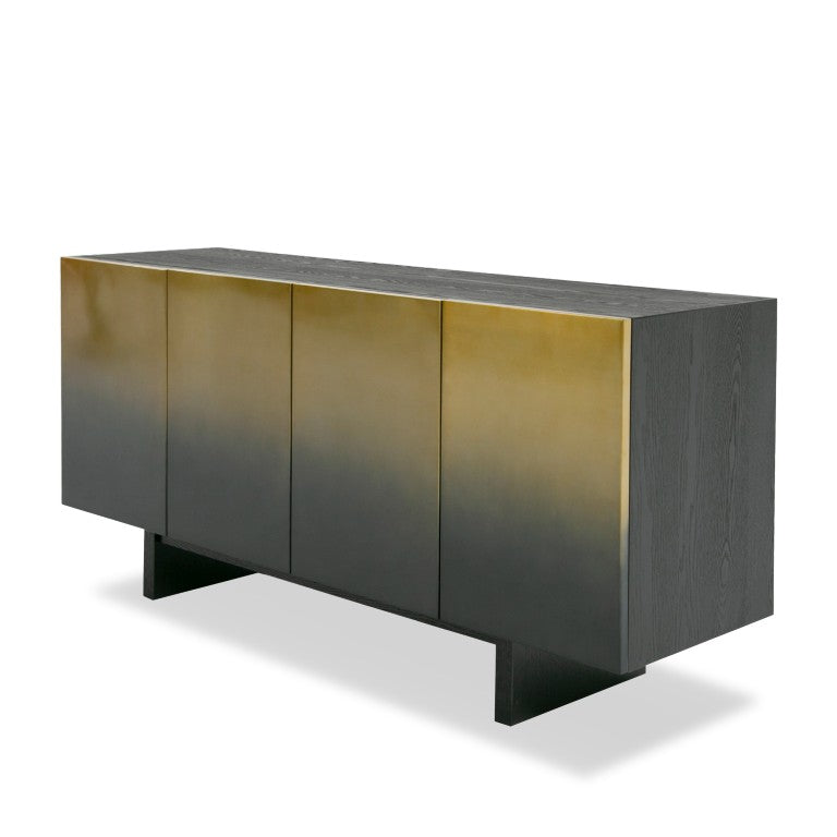 VIG Furniture Elmira Matte Black Ash Buffet With Gradient Stainless Steel Doors, Ready-To-Use Storage & Shelves VGGMW-1658-BUF