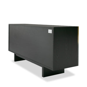 VIG Furniture Elmira Matte Black Ash Buffet With Gradient Stainless Steel Doors, Ready-To-Use Storage & Shelves VGGMW-1658-BUF