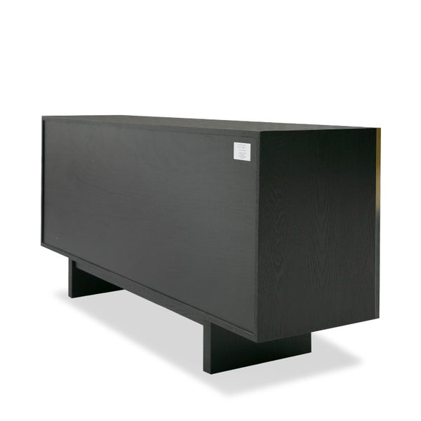 VIG Furniture Elmira Matte Black Ash Buffet With Gradient Stainless Steel Doors, Ready-To-Use Storage & Shelves VGGMW-1658-BUF
