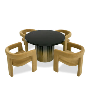 VIG Furniture Modrest Elmira - Glam Black Ash + Gradient Stainless Steel Round Dining Table VGGMDT-1658A