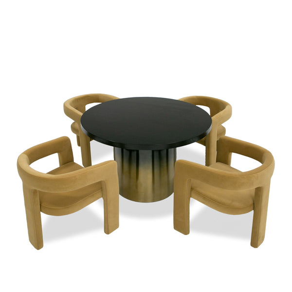 VIG Furniture Modrest Elmira - Glam Black Ash + Gradient Stainless Steel Round Dining Table VGGMDT-1658A