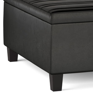 English Elm Ellis Coffee Table Storage Ottoman - Versatile Distressed Black Faux Leather For Modern Living Spaces B136P159158