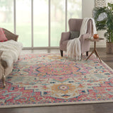 Nourison Passion PSN25 Machine Made Power-loomed Ornamental Border Indoor Only Bohemian Vintage Rug Ivory Pink, Ivory Pink 100% Polypropylene 99446936769