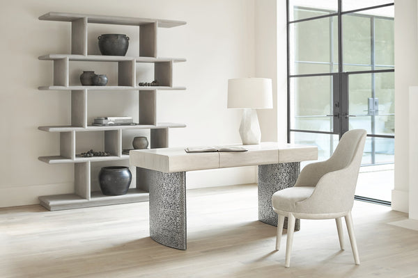 Bernhardt Bernhardt Sereno Desk In Lutra Walnut With Fuso Cast-Aluminum Legs, Soft-Close Drawer, Rustic Modern Elegance D29511