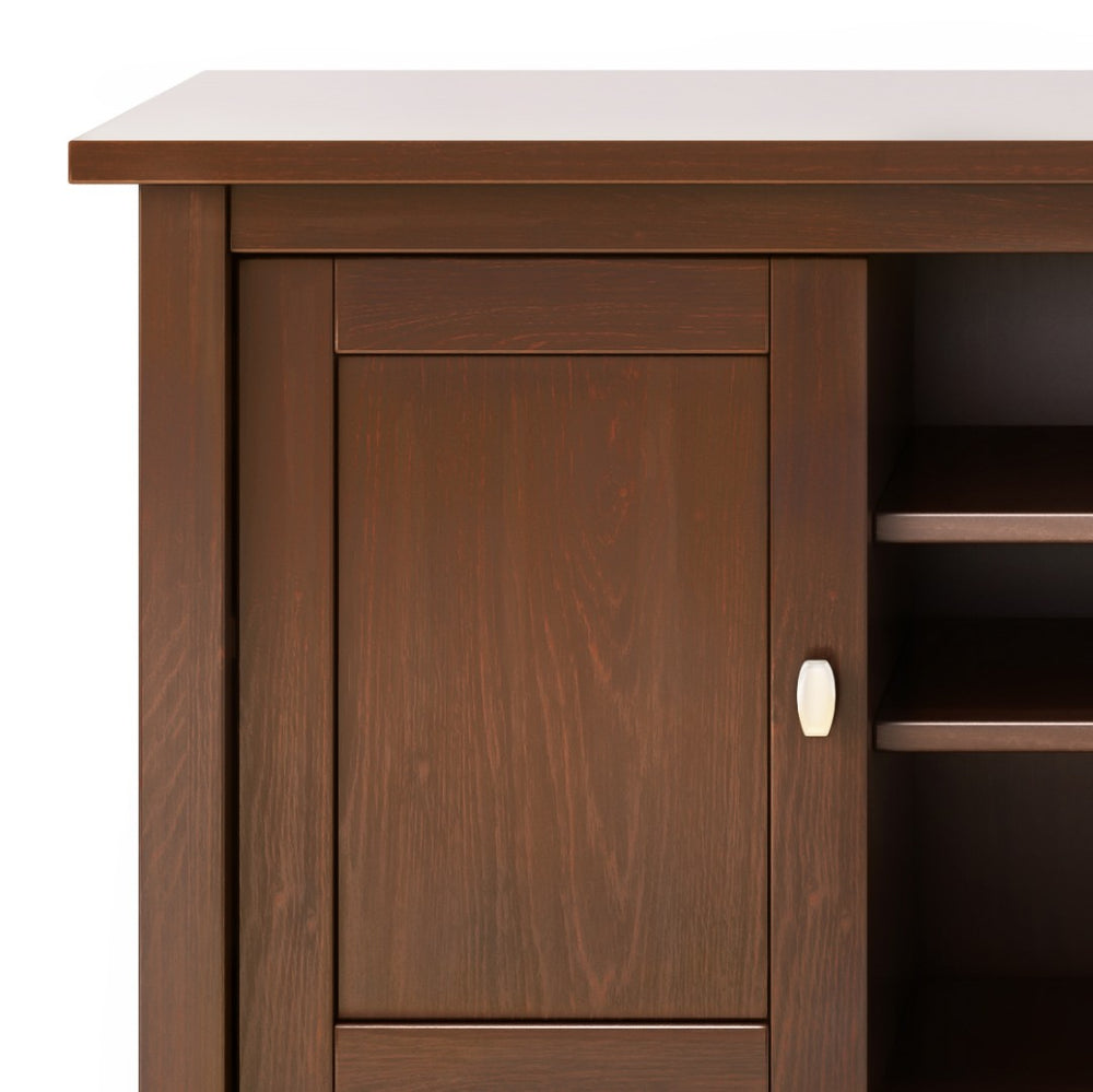 English Elm Warm Shaker Tv Media Stand In Russet Brown - Handcrafted Solid Wood With Storage & Cord Management B136P159673-GIGA