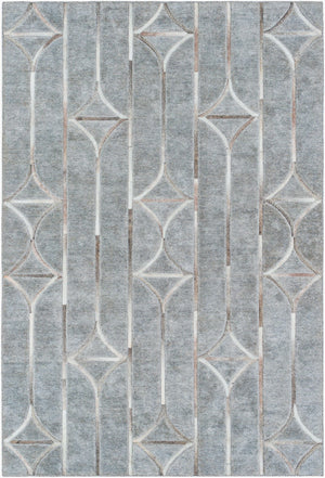 Surya Eloquent 2' X 3' Handmade Area Rug - Luxurious Viscose & Leather Blend, Modern High/Low Design Charcoal Viscose,Hair On Hide Elq2301-23