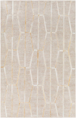 Surya Eloquent 2' X 3' Handmade Area Rug - Luxurious Viscose & Leather Blend, Modern High/Low Design Tan Viscose,Hair On Hide Elq2302-23