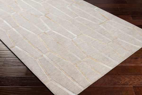 Surya Eloquent 2' X 3' Handmade Area Rug - Luxurious Viscose & Leather Blend, Modern High/Low Design Tan Viscose,Hair On Hide Elq2302-23