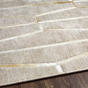 Surya Eloquent 2' X 3' Handmade Area Rug - Luxurious Viscose & Leather Blend, Modern High/Low Design Tan Viscose,Hair On Hide Elq2302-23