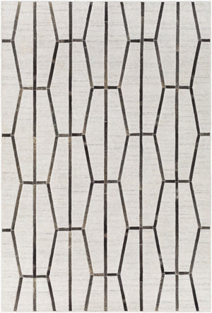 Surya Eloquent 2' X 3' Handmade Area Rug - Luxurious Viscose & Leather Blend, Modern High/Low Design Light Gray Viscose,Hair On Hide Elq2303-23