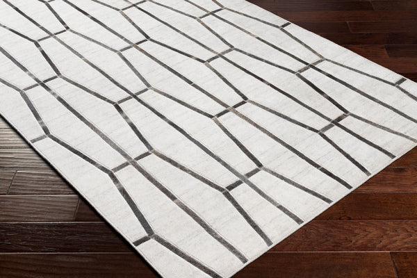 Surya Eloquent 2' X 3' Handmade Area Rug - Luxurious Viscose & Leather Blend, Modern High/Low Design Light Gray Viscose,Hair On Hide Elq2303-23