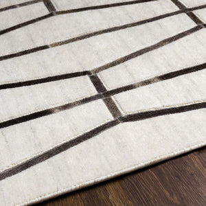 Surya Eloquent 2' X 3' Handmade Area Rug - Luxurious Viscose & Leather Blend, Modern High/Low Design Light Gray Viscose,Hair On Hide Elq2303-23