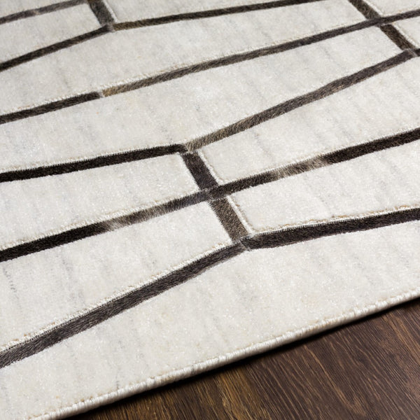 Surya Eloquent 2' X 3' Handmade Area Rug - Luxurious Viscose & Leather Blend, Modern High/Low Design Light Gray Viscose,Hair On Hide Elq2303-23