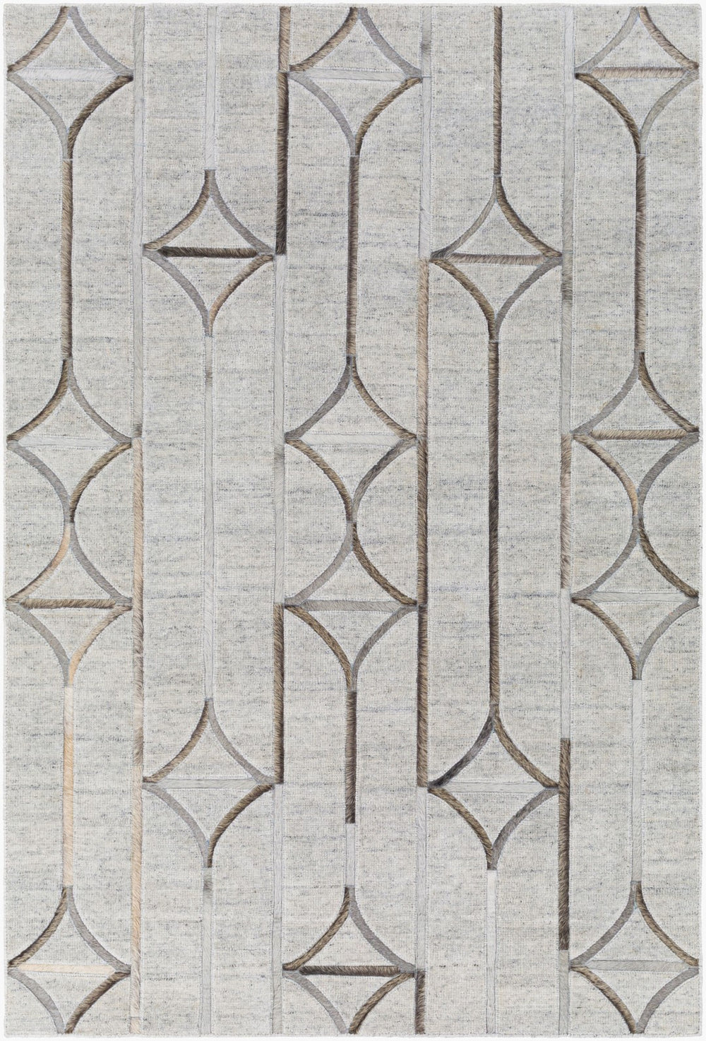 Surya Eloquent 2' X 3' Handmade Area Rug - Luxurious Viscose & Leather Blend, Modern High/Low Design Light Gray Viscose,Hair On Hide Elq2304-23