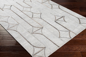 Surya Eloquent 2' X 3' Handmade Area Rug - Luxurious Viscose & Leather Blend, Modern High/Low Design Light Gray Viscose,Hair On Hide Elq2304-23