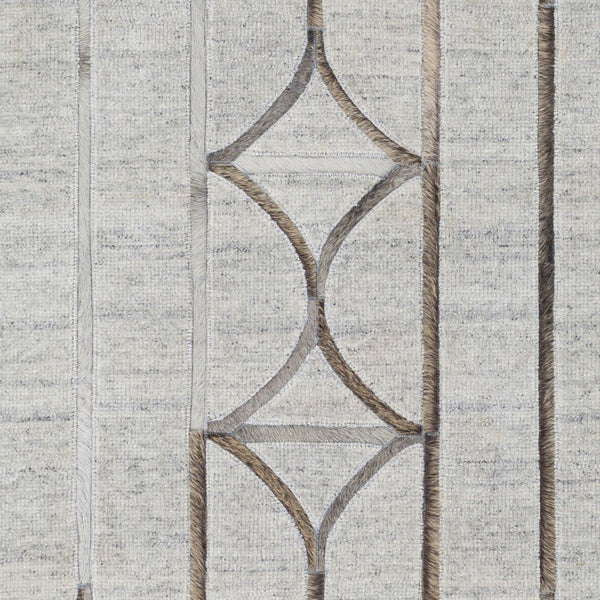 Surya Eloquent 2' X 3' Handmade Area Rug - Luxurious Viscose & Leather Blend, Modern High/Low Design Light Gray Viscose,Hair On Hide Elq2304-23