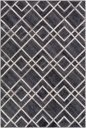 Surya Eloquent 2' X 3' Handmade Area Rug - Luxurious Viscose & Leather Blend, Modern High/Low Design Black Viscose,Hair On Hide Elq2305-23