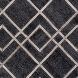 Surya Eloquent 2' X 3' Handmade Area Rug - Luxurious Viscose & Leather Blend, Modern High/Low Design Black Viscose,Hair On Hide Elq2305-23