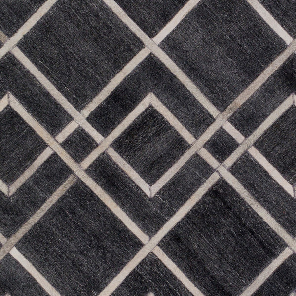 Surya Eloquent 2' X 3' Handmade Area Rug - Luxurious Viscose & Leather Blend, Modern High/Low Design Black Viscose,Hair On Hide Elq2305-23
