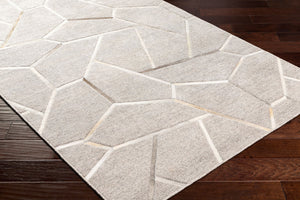 Surya Eloquent 2' X 3' Handmade Area Rug - Luxurious Viscose & Leather Blend, Modern High/Low Design Light Gray Viscose,Hair On Hide Elq2306-23