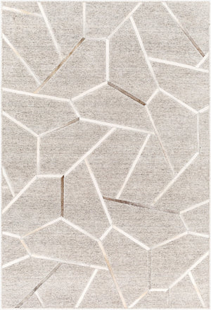 Surya Eloquent 2' X 3' Handmade Area Rug - Luxurious Viscose & Leather Blend, Modern High/Low Design Light Gray Viscose,Hair On Hide Elq2306-23