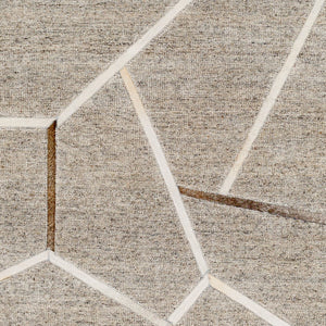 Surya Eloquent 2' X 3' Handmade Area Rug - Luxurious Viscose & Leather Blend, Modern High/Low Design Light Gray Viscose,Hair On Hide Elq2306-23