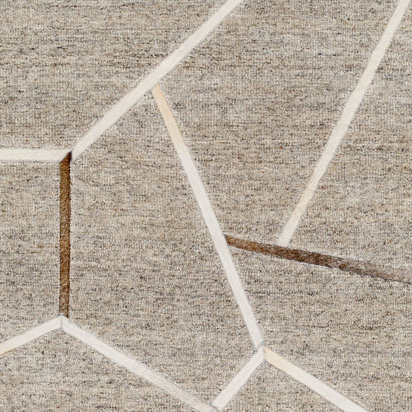 Surya Eloquent 2' X 3' Handmade Area Rug - Luxurious Viscose & Leather Blend, Modern High/Low Design Light Gray Viscose,Hair On Hide Elq2306-23