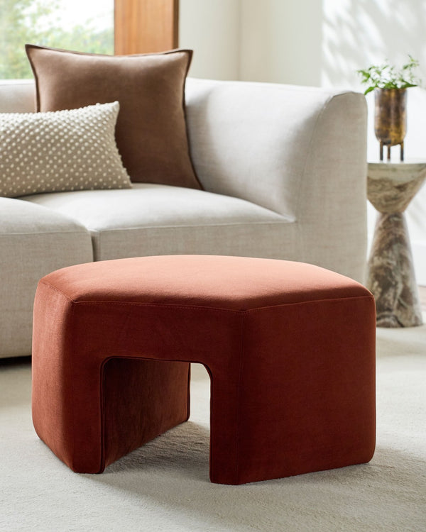 Surya Ellisa Low Profile Upholstered Ottoman Soft Polyester Footrest for Living Room Use ELSA001-163027