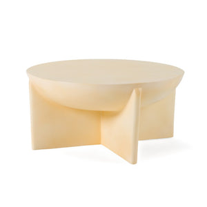 VIG Furniture Elsa Sculptural Concrete Round Table With Smooth Top And Cross Base—Durable, Weather-Resistant Artful Design Beige Coffee Table VGGR-615480-BGE