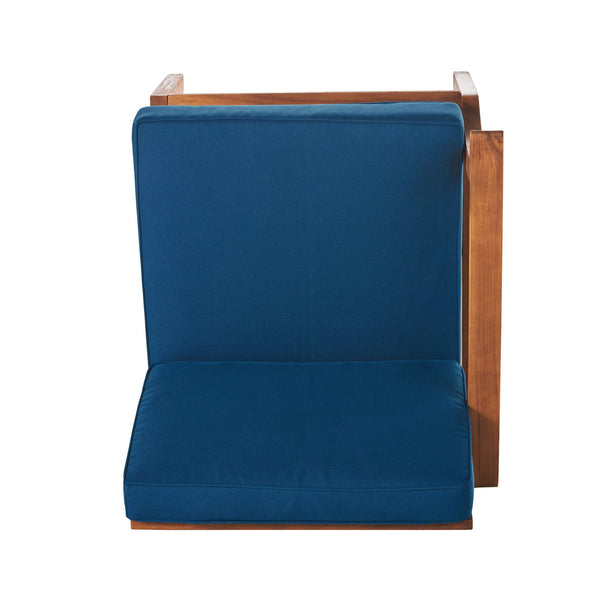 English Elm Perla Armless Accent Chair Tailored Low Profile Upholstered Seat for Living Room Blue 58941.00LBLU