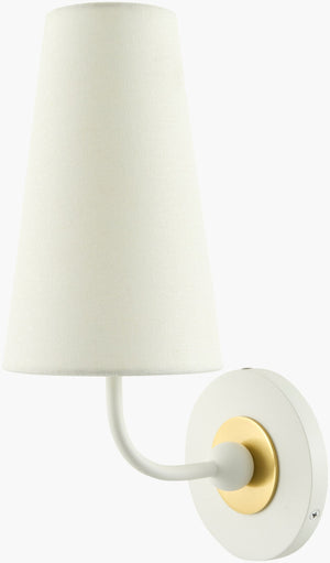Surya Elowen Art Deco Metal Wall Sconce with Linen Shade for Bedroom or Hallway ELW-001