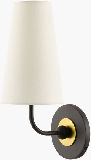 Surya Elowen Art Deco Metal Wall Sconce with Linen Shade for Bedroom or Hallway ELW-002