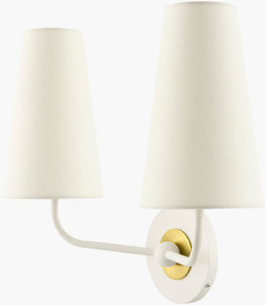 Surya Elowen Art Deco Metal Frame Wall Sconce with Linen Shade for Warm Ambient Glow ELW-003