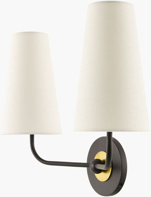 Surya Elowen Art Deco Metal Frame Linen Shade Wall Sconce for Entryway or Bedroom ELW-004