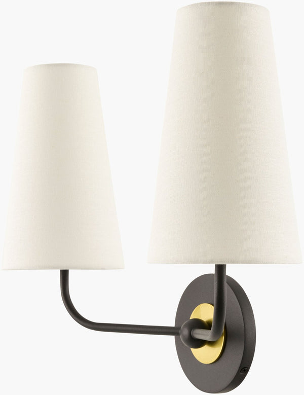 Surya Elowen Art Deco Metal Frame Linen Shade Wall Sconce for Entryway or Bedroom ELW-004
