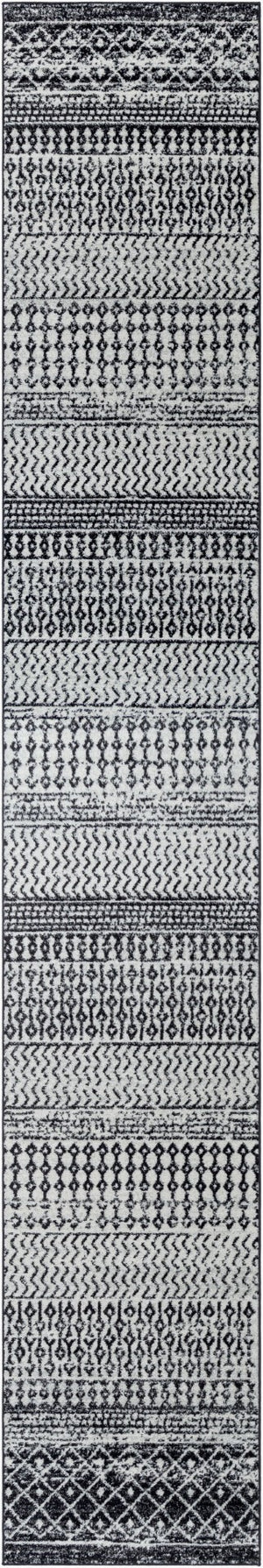 Livabliss Elaziz Moroccan Geometric Area Rug Machine Woven Polypropylene for Living Dining Bedroom Black, Light Gr 2'7" x 18' ELZ2307-2718